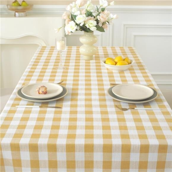 Farmhouse Tablecloth Checkered Buffalo Plaid Cottage Decor Square Table Cover - Picture 2 of 4